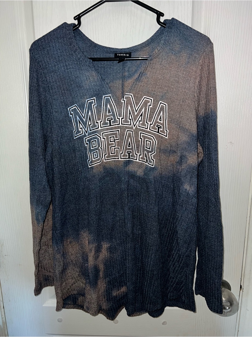 torrid Navy and Tan "MAMA BEAR" Long Sleeve Pullover